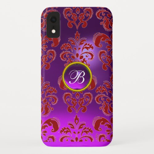 DAMASK GEM MONOGRAM red purple iPhone XR Case