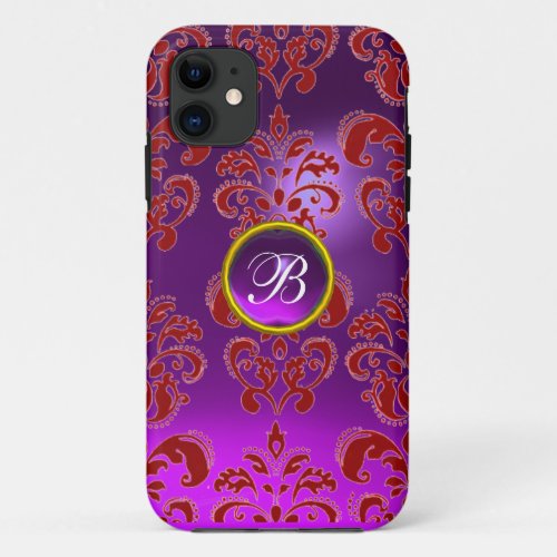 DAMASK GEM MONOGRAM red purple iPhone 11 Case