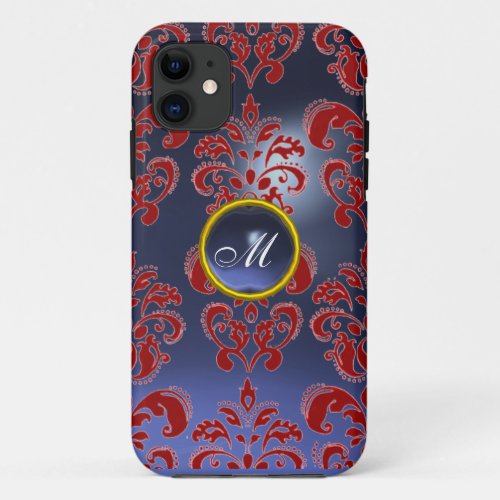 DAMASK GEM MONOGRAM red purple dark iPhone 11 Case