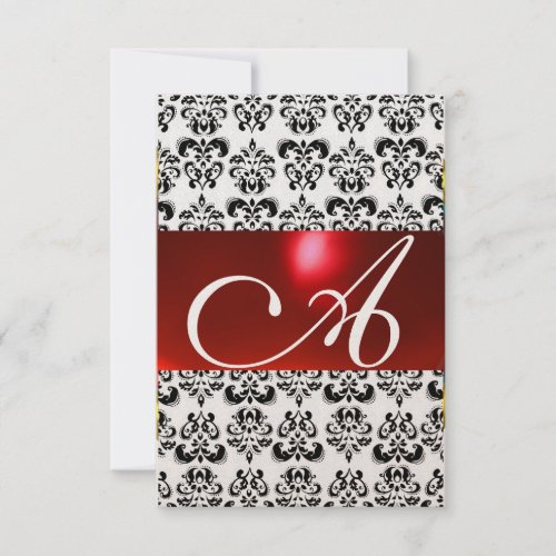 DAMASK GEM MONOGRAM red rsvp gold Invitation