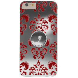 DAMASK GEM MONOGRAM red white Barely There iPhone 6 Plus Case