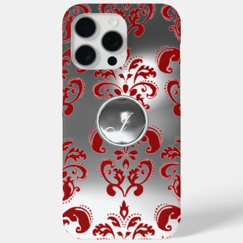 DAMASK GEM MONOGRAM red white iPhone 15 Pro Max Case