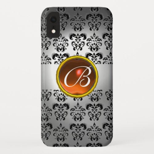 DAMASK GEM MONOGRAM white black orang iPhone XR Case