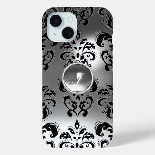 DAMASK GEM MONOGRAM white iPhone 15 Case