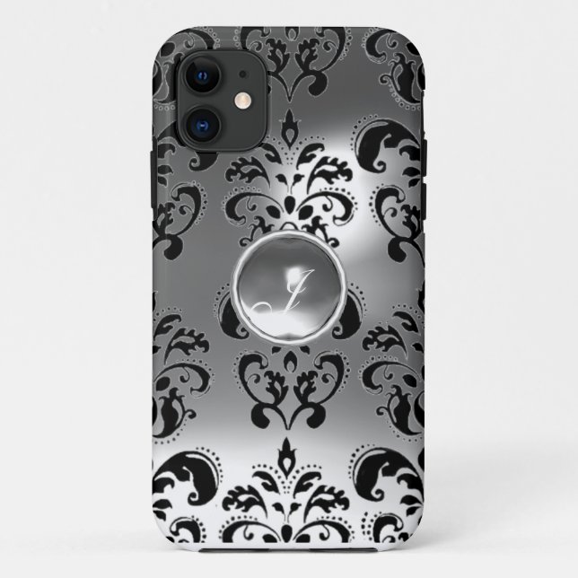 DAMASK GEM MONOGRAM white Case-Mate iPhone Case (Back)