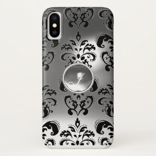 DAMASK GEM MONOGRAM white iPhone XS Case