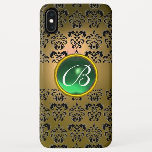 DAMASK GEM MONOGRAM yellow black green iPhone XS Max Case