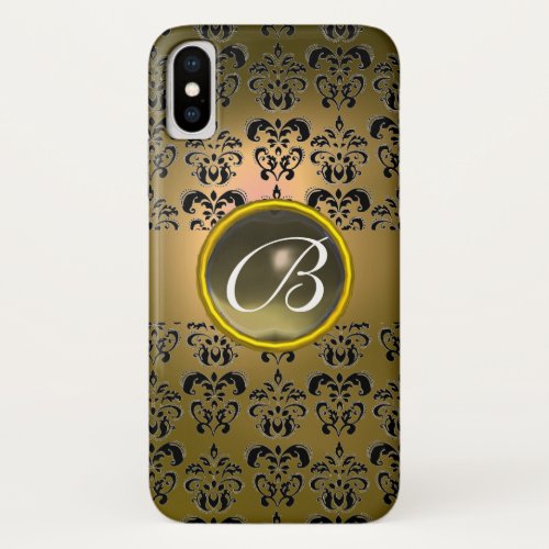 DAMASK GEM MONOGRAM yellow black grey iPhone X Case