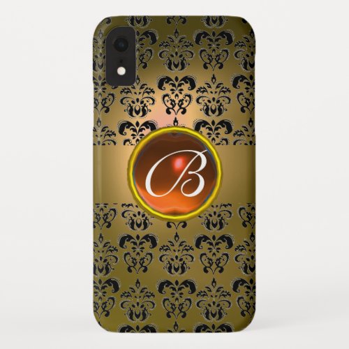 DAMASK GEM MONOGRAM yellow black orange iPhone XR Case