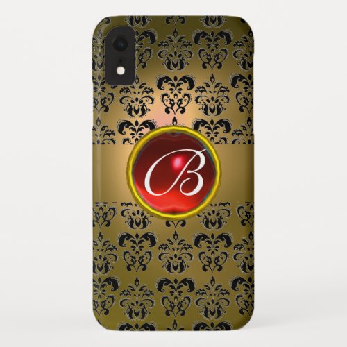 DAMASK GEM MONOGRAM yellow black red iPhone XR Case