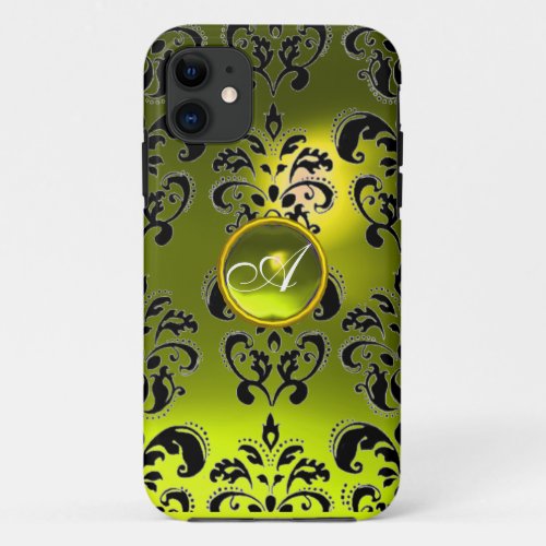 DAMASK GEM MONOGRAM yellow iPhone 11 Case