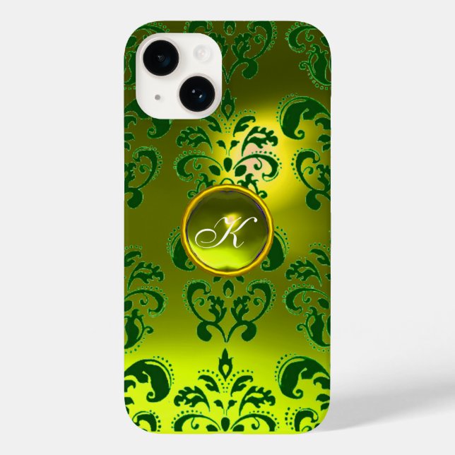DAMASK GEM MONOGRAM yellow green Case-Mate iPhone Case (Back)