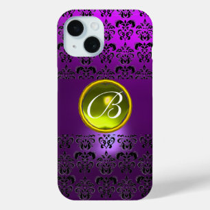 DAMASK GEM MONOGRAM Yellow purple iPhone 15 Case