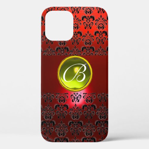 DAMASK GEM MONOGRAM Yellow red iPhone 12 Case