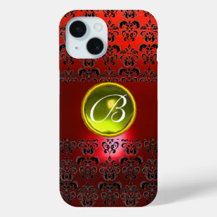 DAMASK GEM MONOGRAM Yellow red iPhone 15 Case
