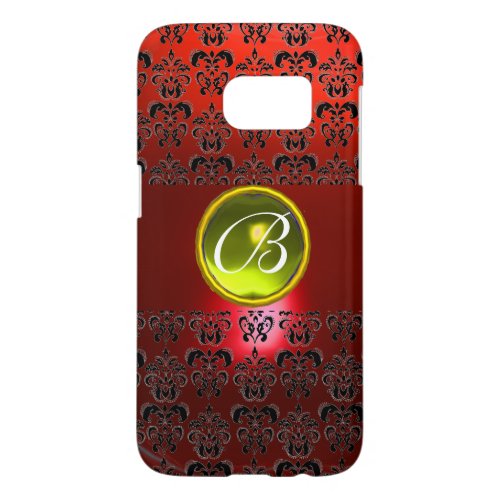 DAMASK GEM MONOGRAM Yellow red Samsung Galaxy S7 Case