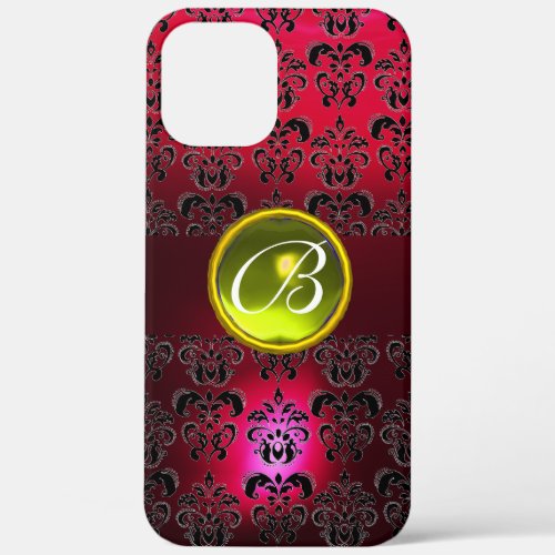 DAMASK GEM MONOGRAM Yellow Topaz Red Ruby iPhone 12 Pro Max Case