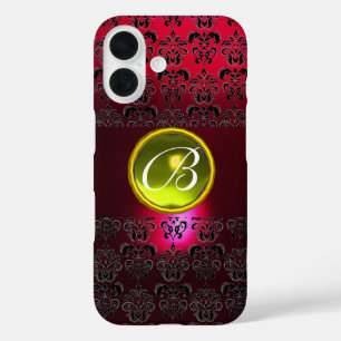 DAMASK GEM MONOGRAM Yellow Topaz ,Red Ruby iPhone 16 Case