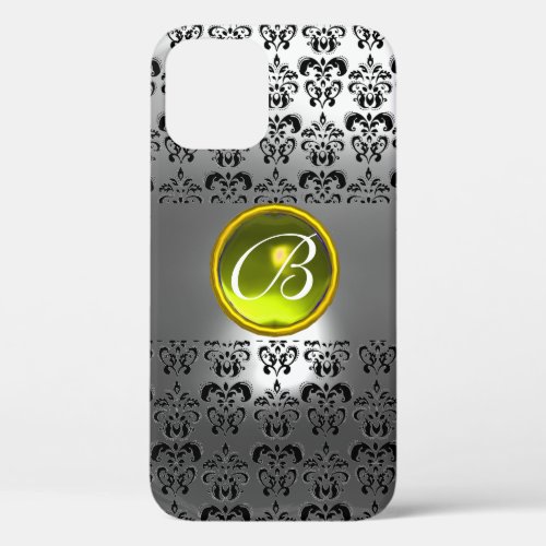 DAMASK GEM MONOGRAM Yellow white crystal iPhone 12 Case