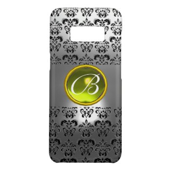 Damask Gem Monogram Yellow White Crystal Case-mate Samsung Galaxy S8 Case by AiLartworks at Zazzle