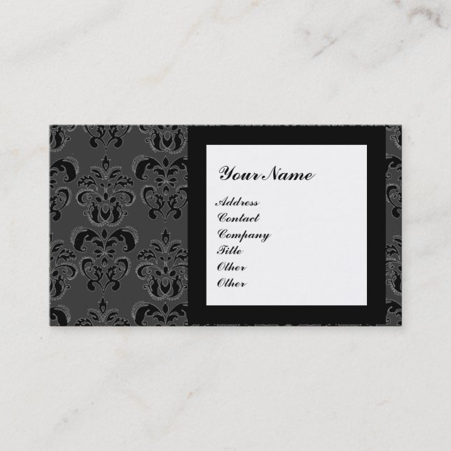 DAMASK GEM STONE MONOGRAM,3 BUSINESS CARD (Front)