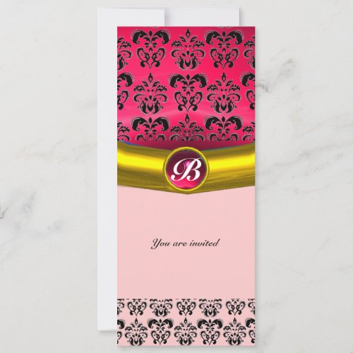 DAMASK GEM STONE MONOGRAM INVITATION