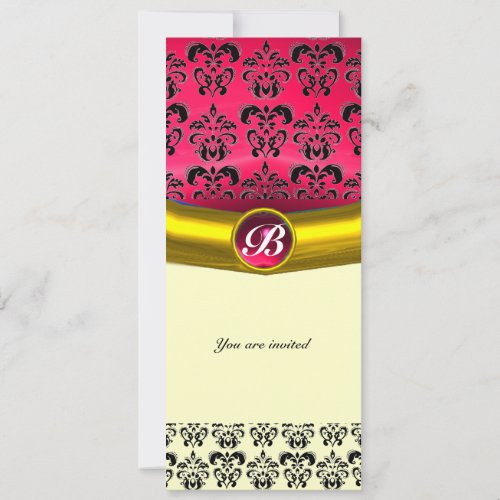 DAMASK GEM STONE MONOGRAM INVITATION