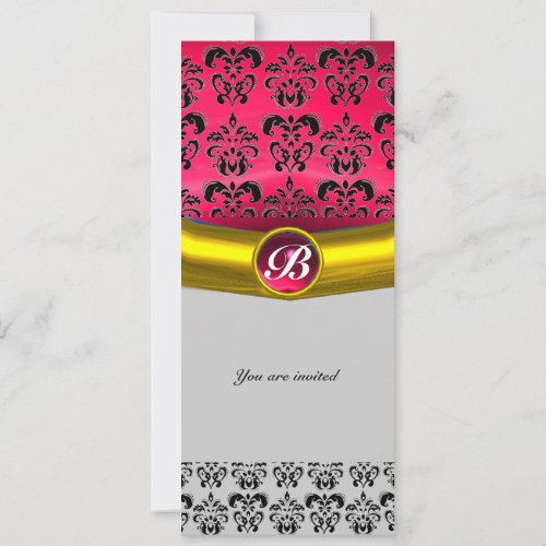 DAMASK GEM STONE MONOGRAM INVITATION