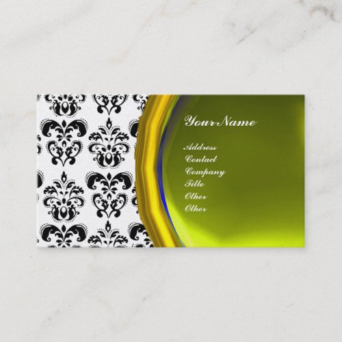 DAMASK GEM STONE MONOGRAM pearl Business Card