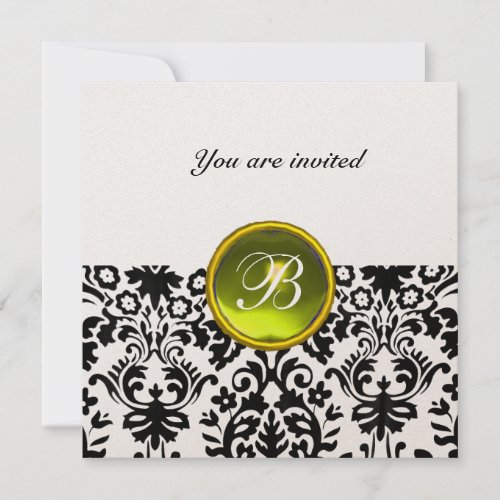 DAMASK GEM STONE MONOGRAM topaz yellow gold Invitation