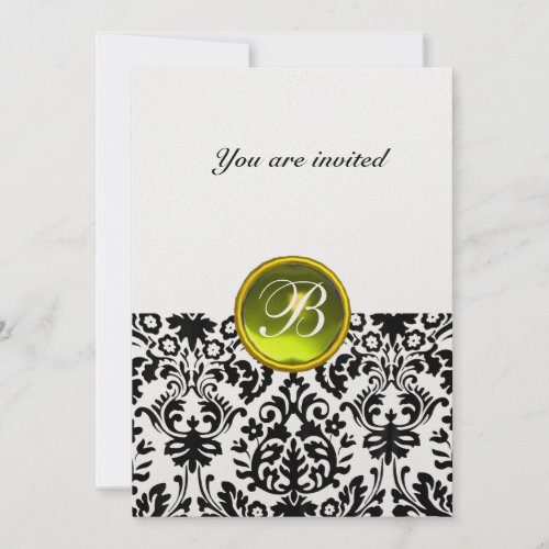 DAMASK GEM STONE MONOGRAM topaz yellow ice Invitation