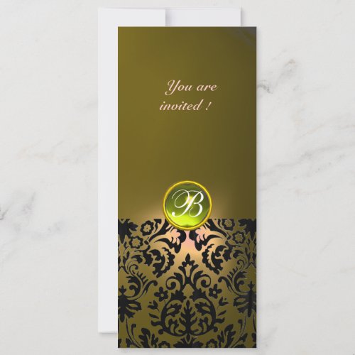 DAMASK GEM STONE MONOGRAM  yellow Invitation