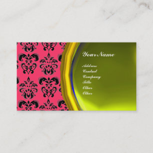 DAMASK GEM STONE MONOGRAM,yellow topaz ,violet Business Card