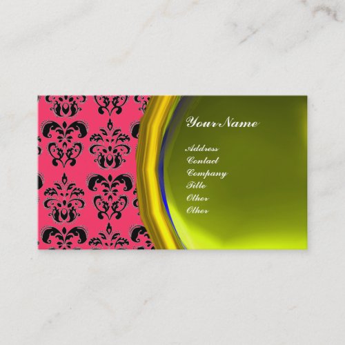 DAMASK GEM STONE MONOGRAMyellow topaz violet Business Card