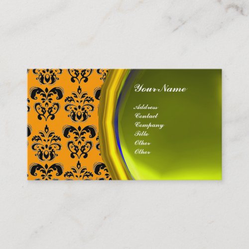 DAMASK GEM STONE MONOGRAMyellow topaz violet Business Card