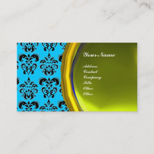 DAMASK GEM STONE MONOGRAMyellow topaz violet Business Card