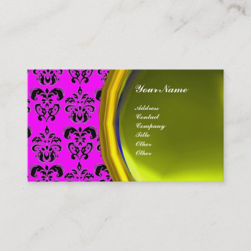 DAMASK GEM STONE MONOGRAMyellow topaz violet Business Card