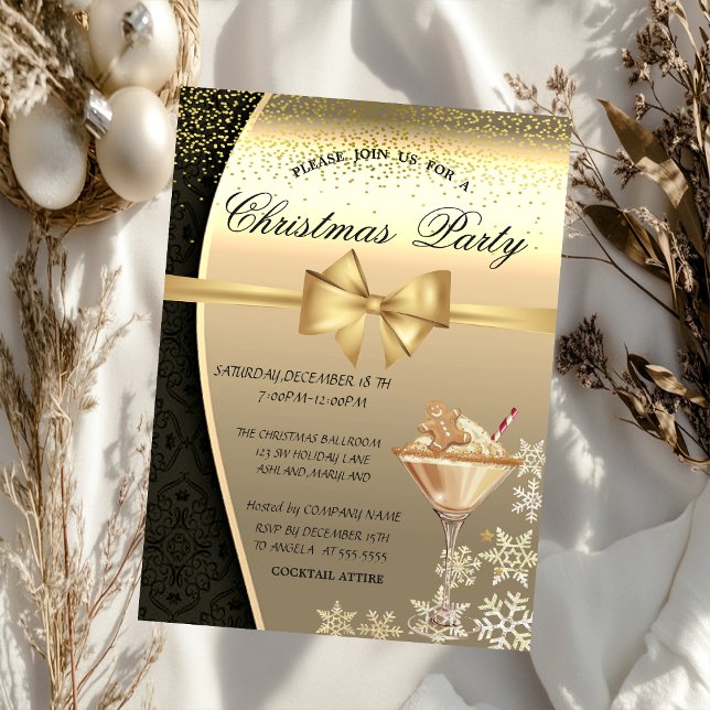 Damask Gingerbread Corporate Christmas Party Invitation (Creator Uploaded)
