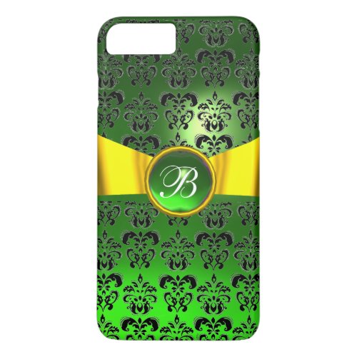 DAMASK GIRLY MONOGRAM green gold yellow ribbon iPhone 8 Plus7 Plus Case