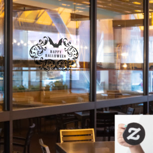 Damask Glam Bat Happy Halloween Window Cling