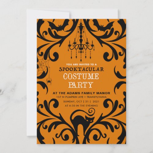 Damask Glam Halloween Costume Party  Invitation