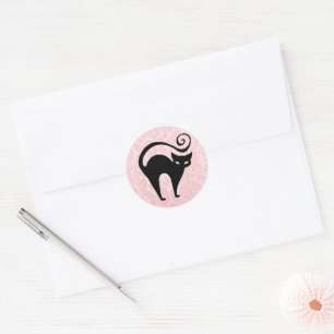 Damask Glam Halloween Kitty Classic Round Sticker