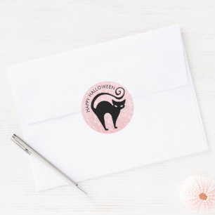 Damask Glam Halloween Kitty Classic Round Sticker
