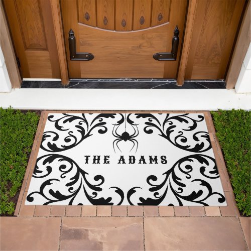 Damask Glam Spider  Personalized Doormat