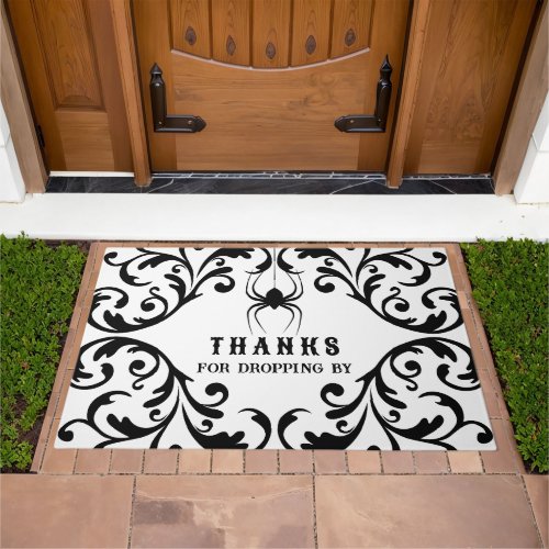 Damask Glam Spider  Thanks For Dropping By Doormat