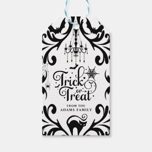 Damask Glam Trick or Treat Halloween Gift Tags