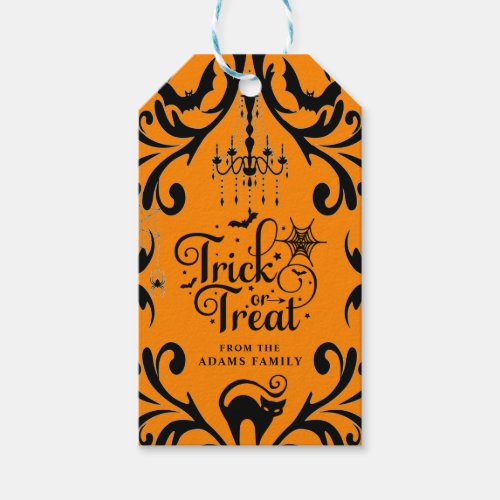 Damask Glam Trick or Treat Halloween Gift Tags
