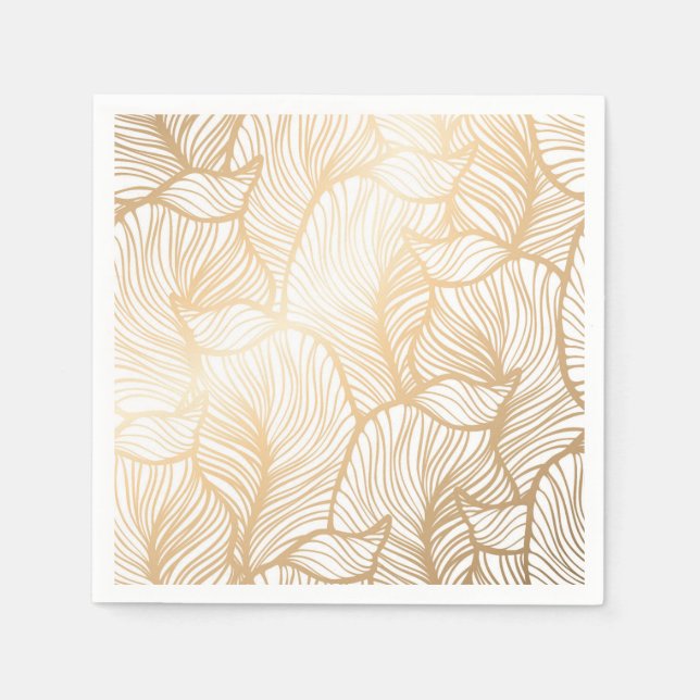 Damask Gold Floral Pattern Napkins (Front)