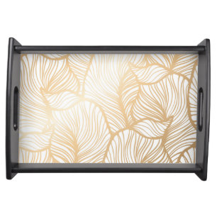 Damask Gold Floral Pattern Serving Tray