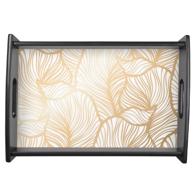 Damask Gold Floral Pattern Serving Tray (Front)